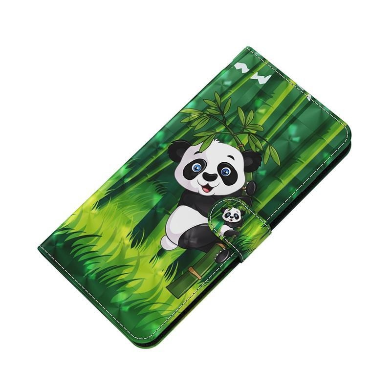 Print PU kožené peněženkové puzdro pre mobil Huawei P Smart (2021) - panda na bambusu