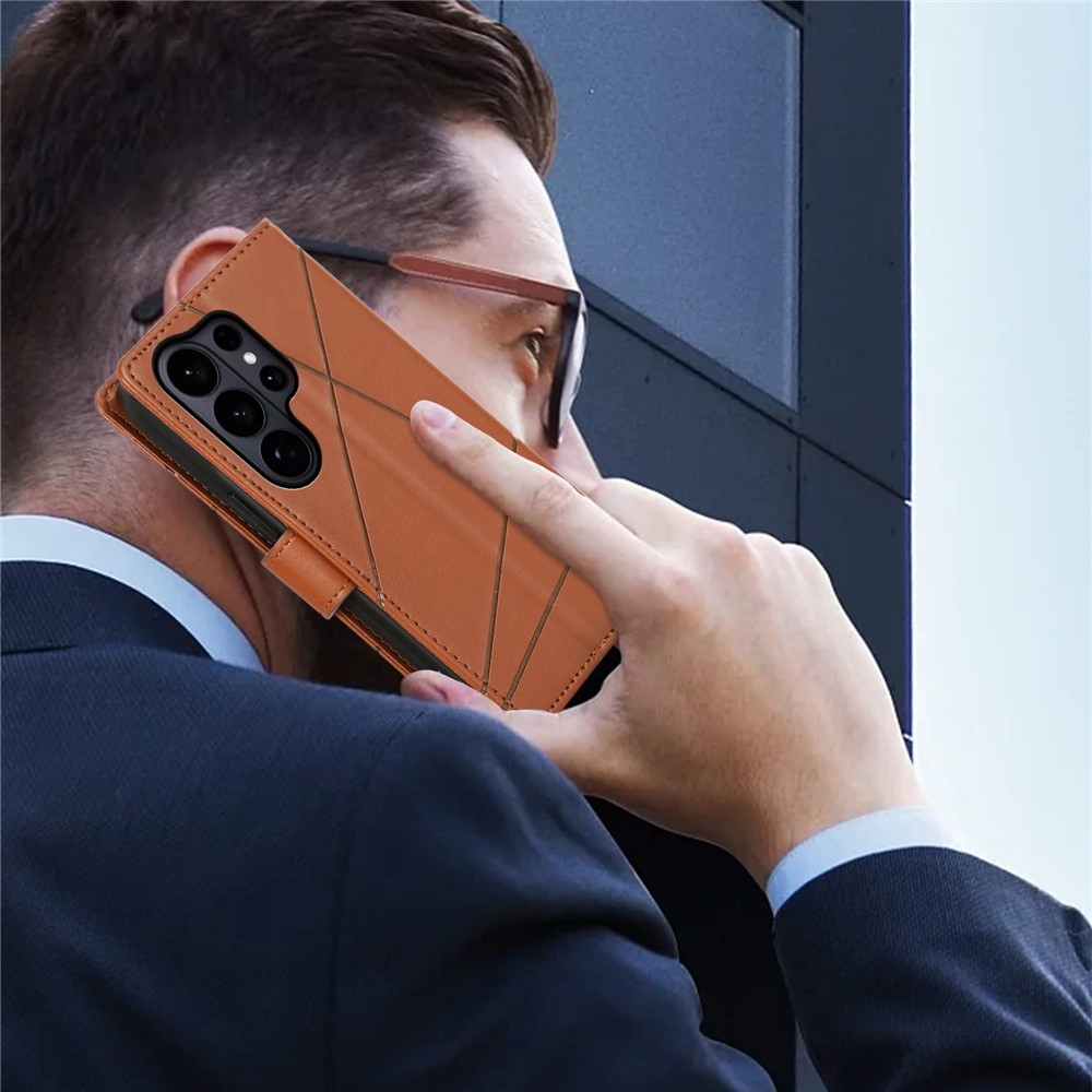 Line knižkové púzdro na Samsung Galaxy S26 Ultra - hnedé