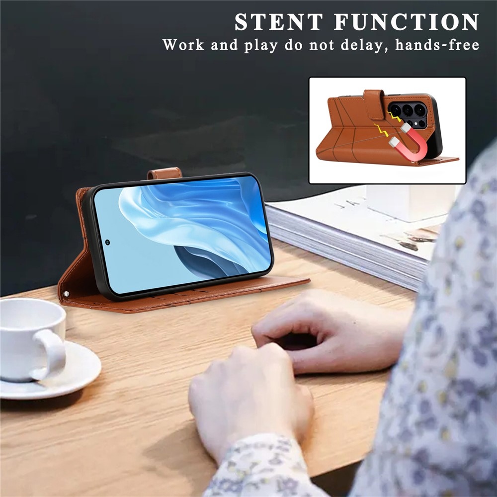 Line knižkové púzdro na Samsung Galaxy S26 Ultra - hnedé