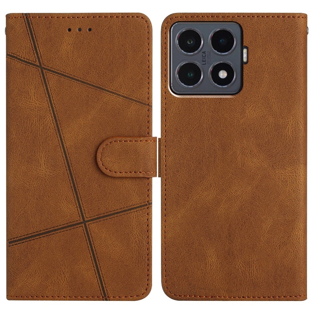 Line knižkové púzdro na Xiaomi 15T Pro - hnedé