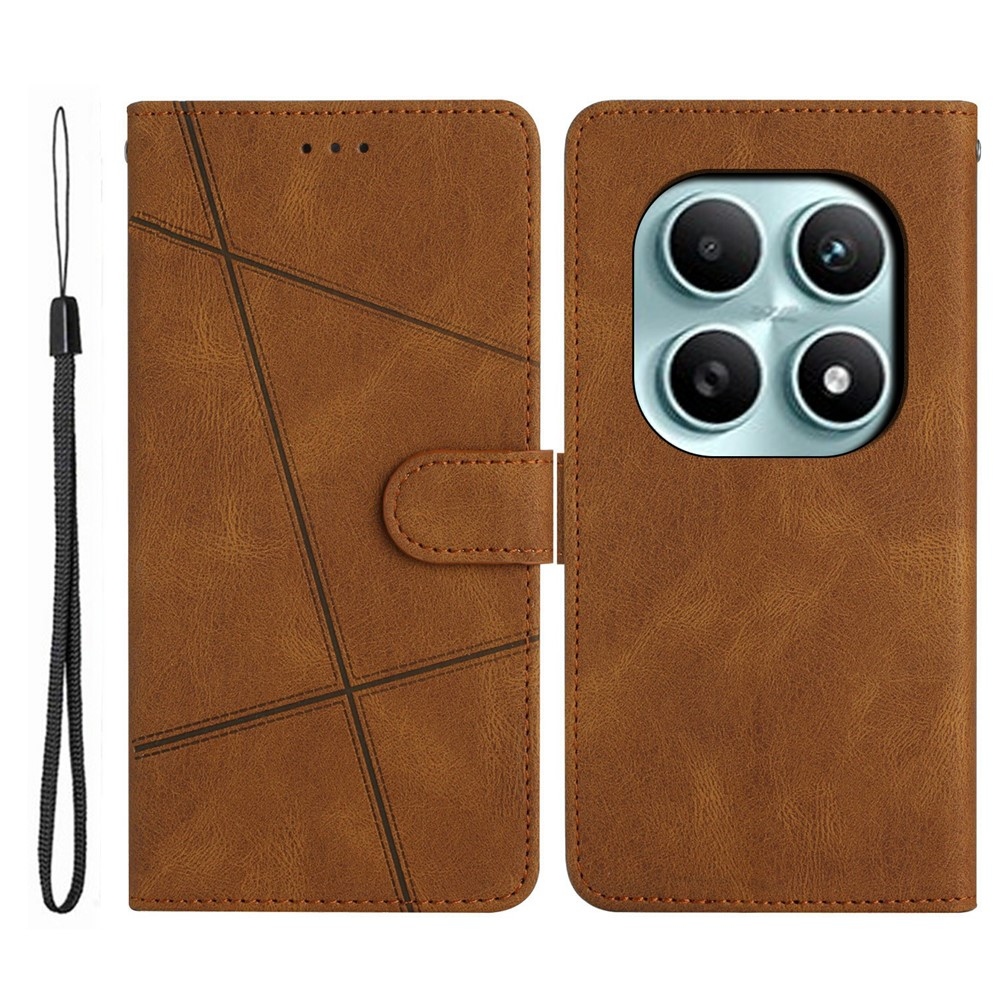 Line knižkové púzdro na Xiaomi Poco M8 5G/Redmi Note 15 5G - hnedé