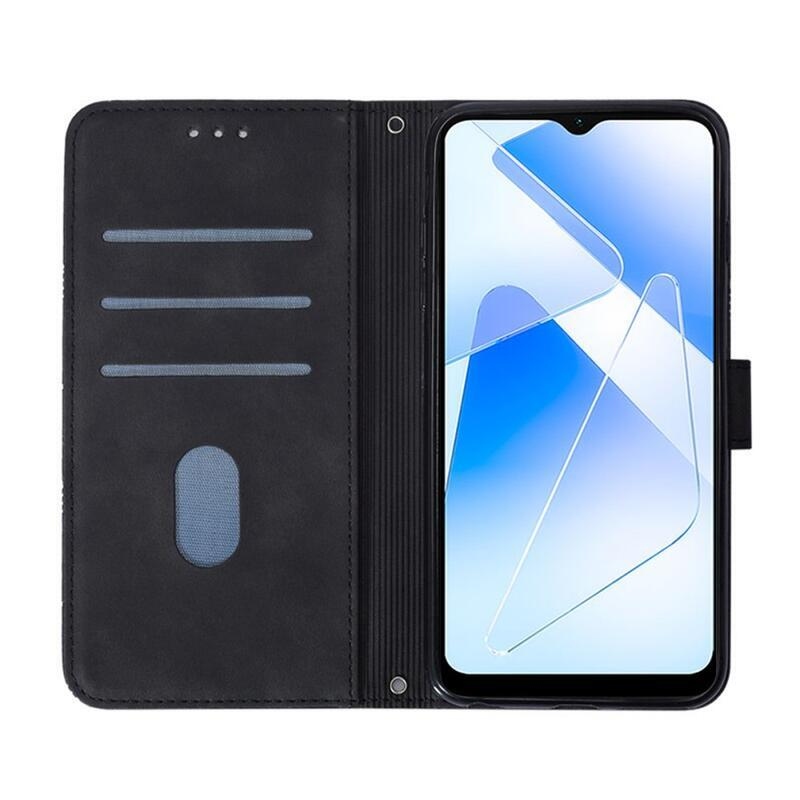 Line PU kožené peňaženkové púzdro na mobil Oppo A16s/A54s - čierne