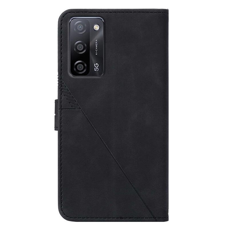 Line PU kožené peňaženkové púzdro na mobil Oppo A16s/A54s - čierne