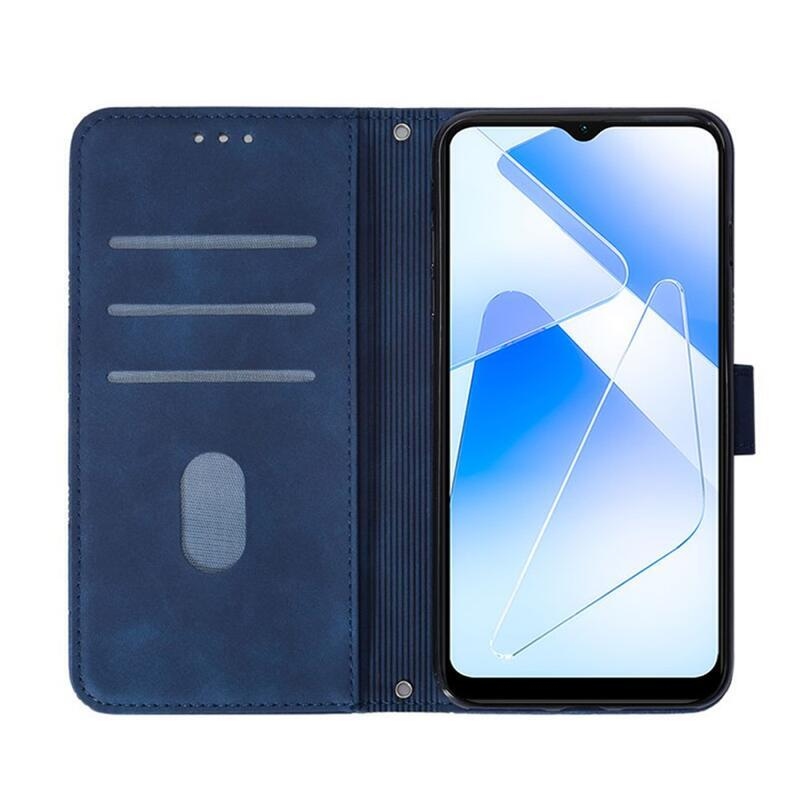 Line PU kožené peňaženkové púzdro na mobil Oppo A16s/A54s - modré