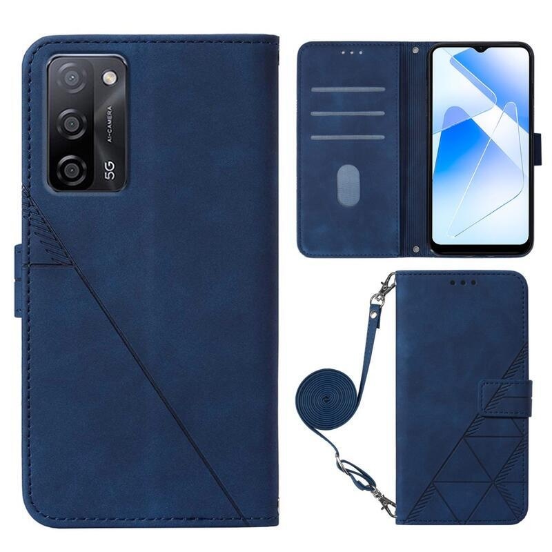 Line PU kožené peňaženkové púzdro na mobil Oppo A16s/A54s - modré