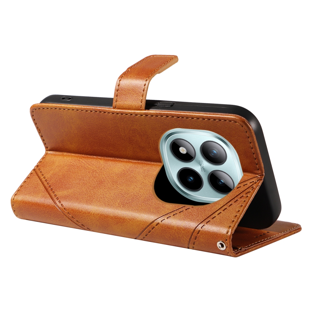 Lines knižkové púzdro na Xiaomi Redmi Note 15 Pro+ 5G - hnedé