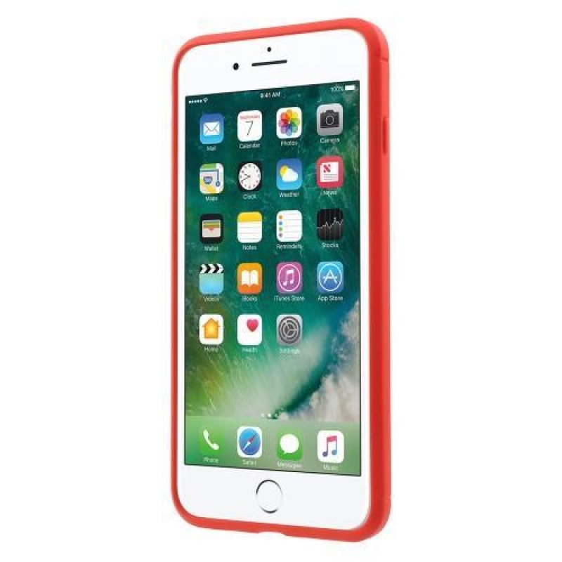 Litch gélový obal s textúrovaným zadným dielom na iPhone 8 Plus a 7 Plus - červený