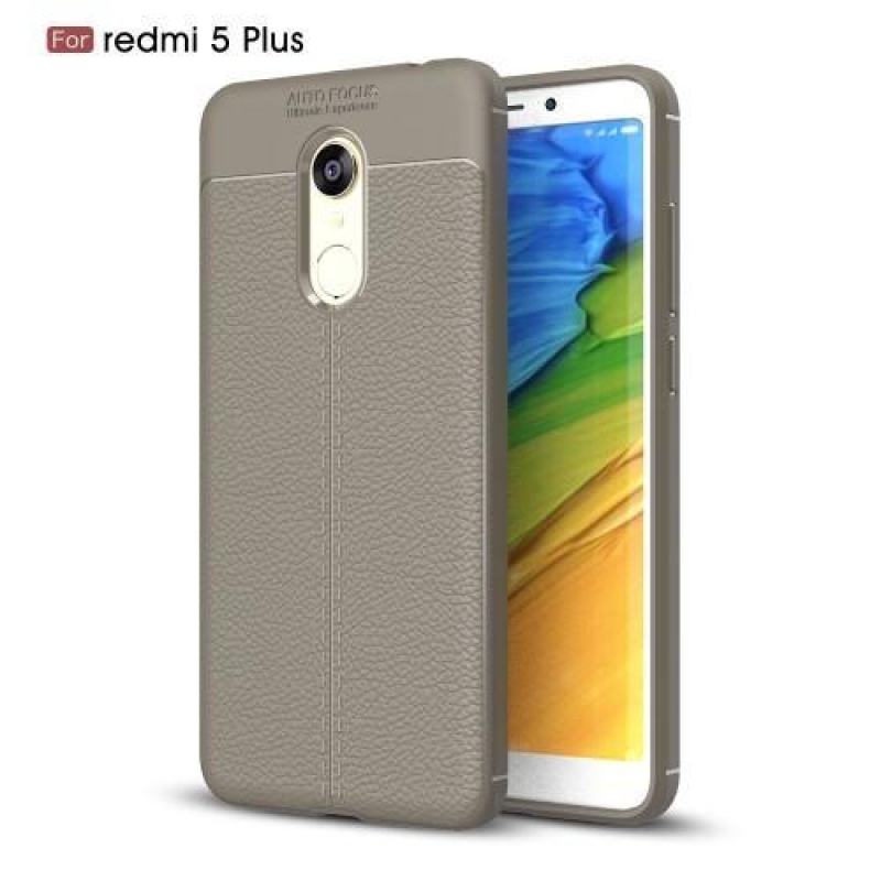 Litch odolný gélový obal s textúrou na Xiaomi Redmi 5 Plus - šedý