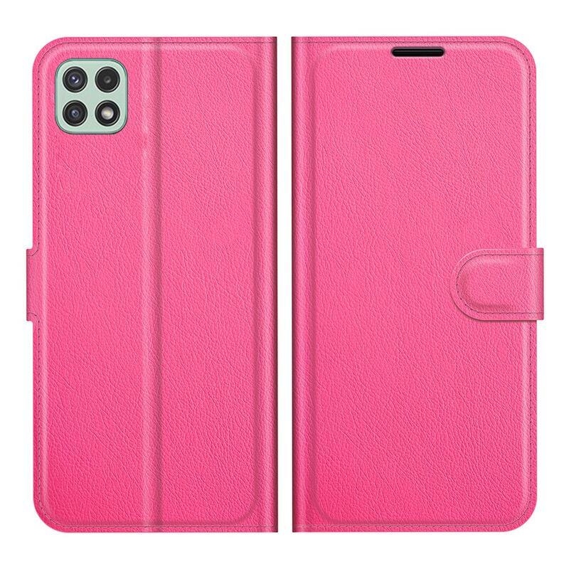 Litch PU kožené peňaženkové púzdro pre mobil Samsung Galaxy A22 5G - rose