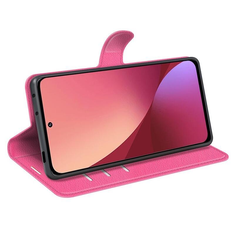 Litchi PU kožené peňaženkové púzdro pre mobil Xiaomi 12/12X - rose