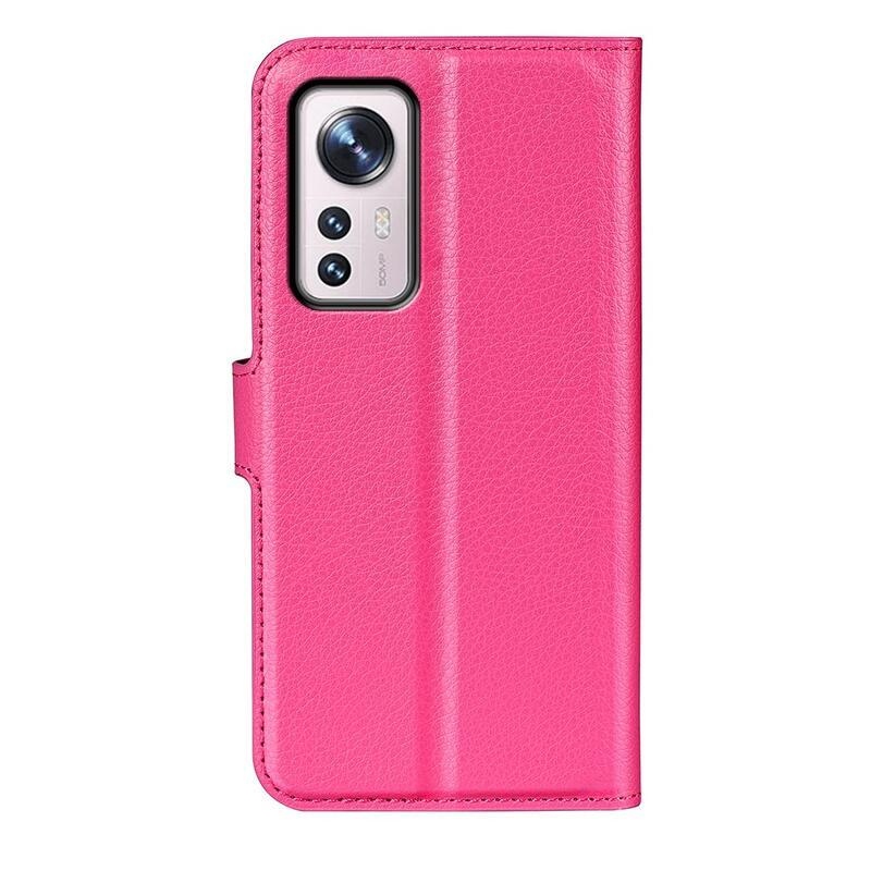 Litchi PU kožené peňaženkové púzdro pre mobil Xiaomi 12/12X - rose