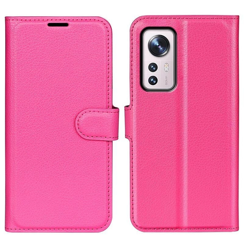 Litchi PU kožené peňaženkové púzdro pre mobil Xiaomi 12/12X - rose