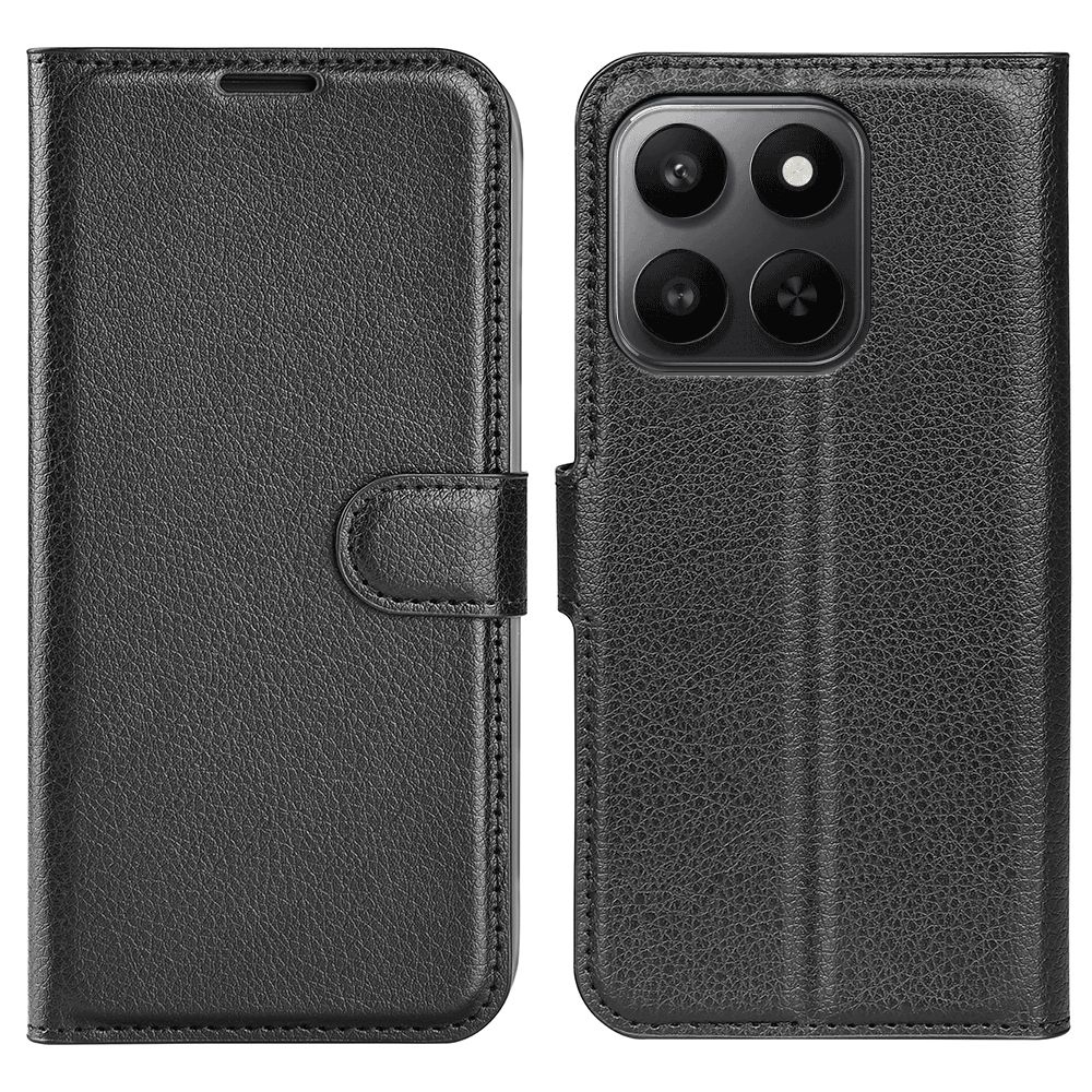 Litchi knižkové púzdro na Honor 400 Smart 5G/4G/Honor X7d - čierne