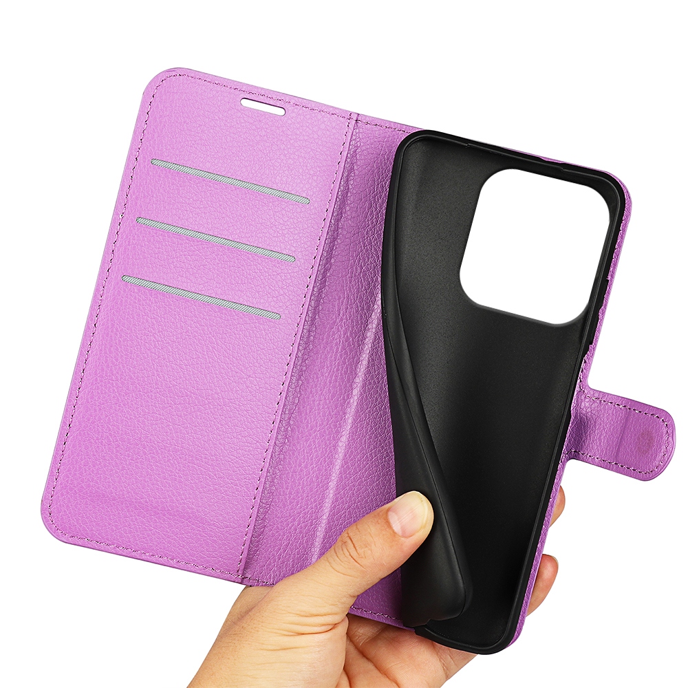 Litchi knižkové puzdro na Honor 400 Smart 5G/4G/Honor X7d - fialové