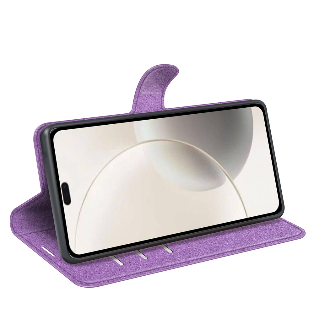 Litchi knižkové puzdro na Honor 400 Smart 5G/4G/Honor X7d - fialové