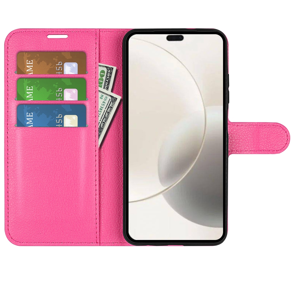 Litchi knižkové puzdro na Honor 400 Smart 5G/4G/Honor X7d - rose