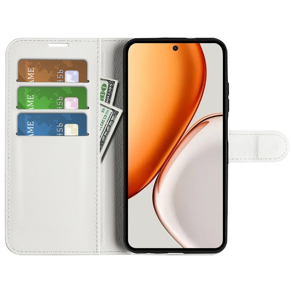 Litchi knižkové puzdro na Honor Magic 8 Lite 5G - biele