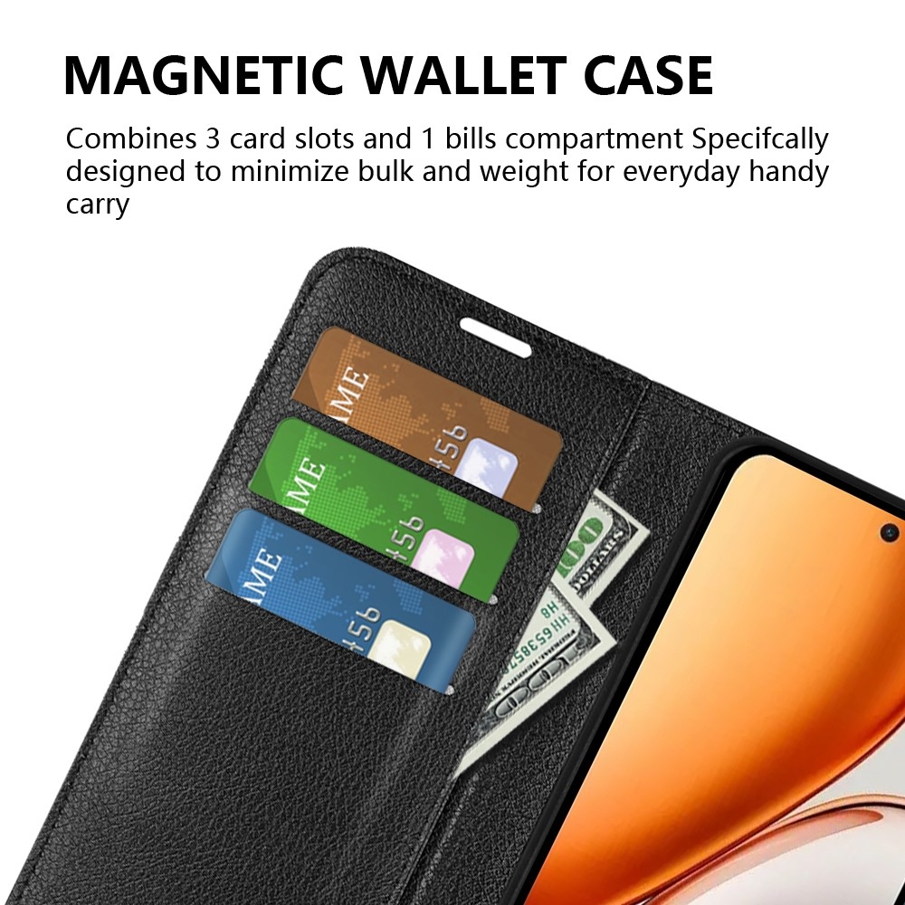 Litchi knižkové puzdro na Honor Magic 8 Lite 5G - čierne