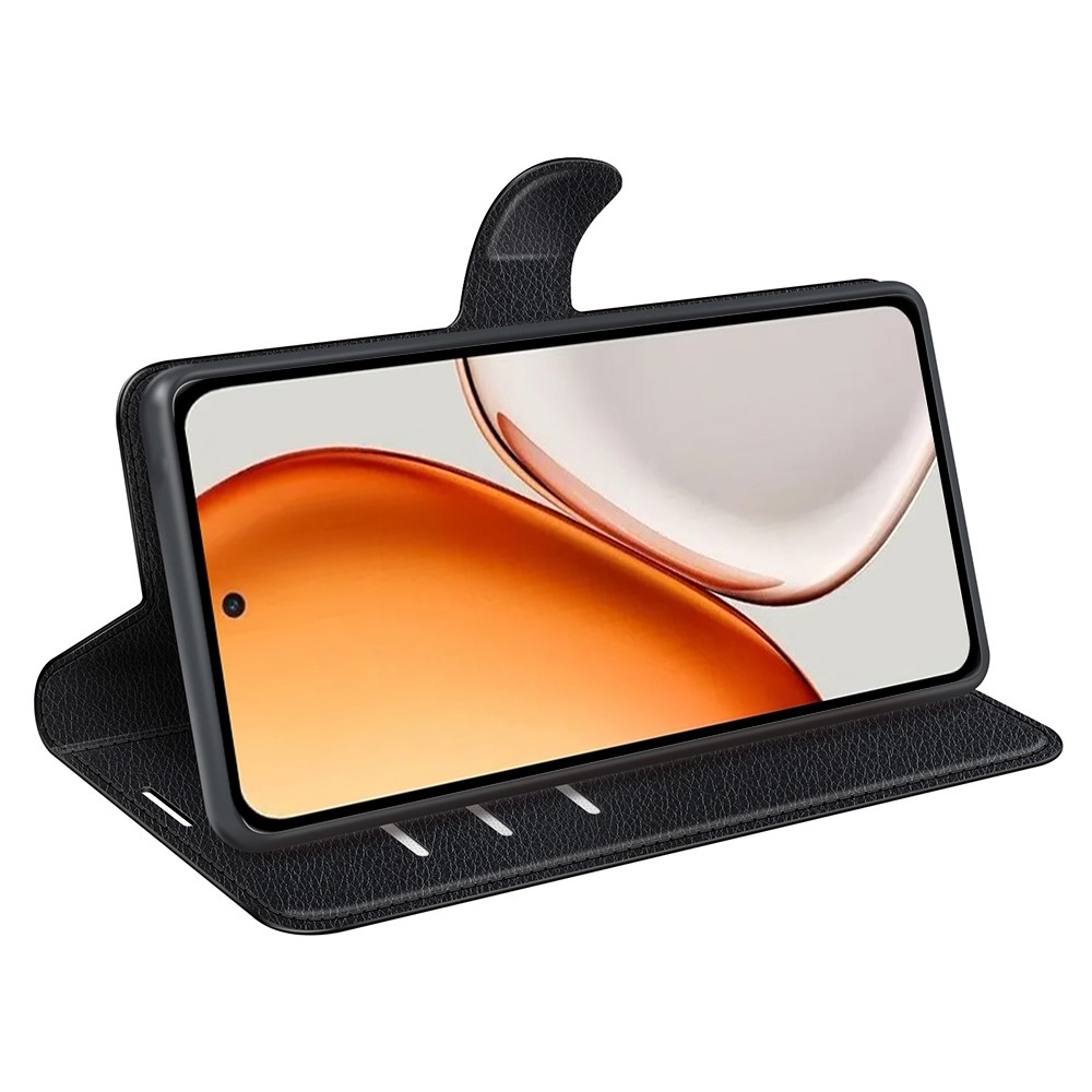 Litchi knižkové puzdro na Honor Magic 8 Lite 5G - čierne