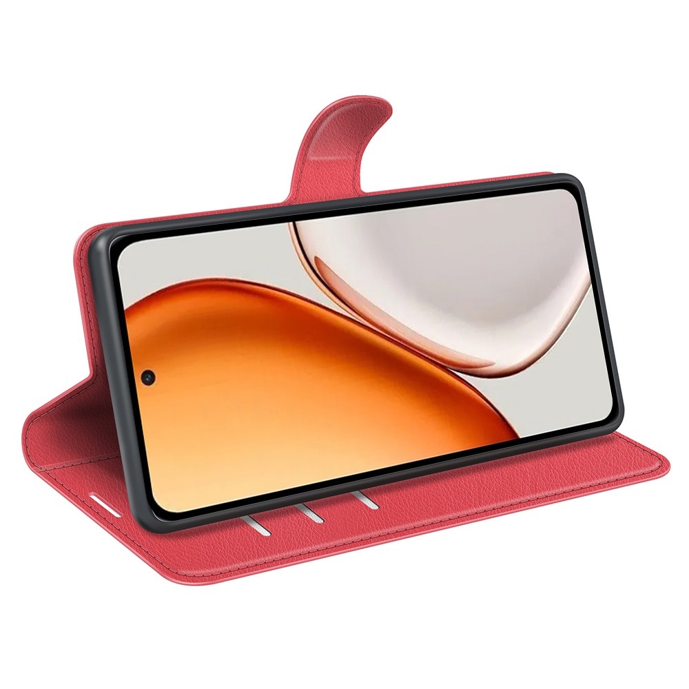 Litchi knižkové puzdro na Honor Magic 8 Lite 5G - červené