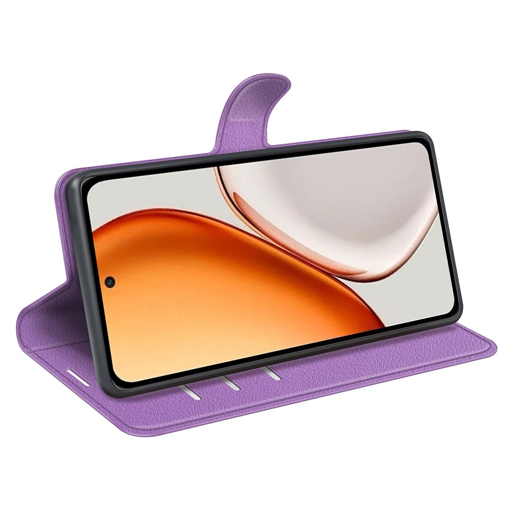 Litchi knižkové puzdro na Honor Magic 8 Lite 5G - fialové