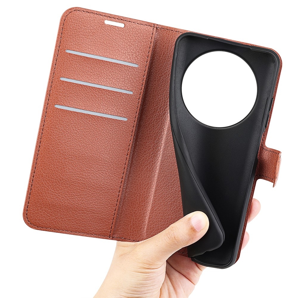 Litchi knižkové puzdro na Honor Magic 8 Lite 5G - hnedé