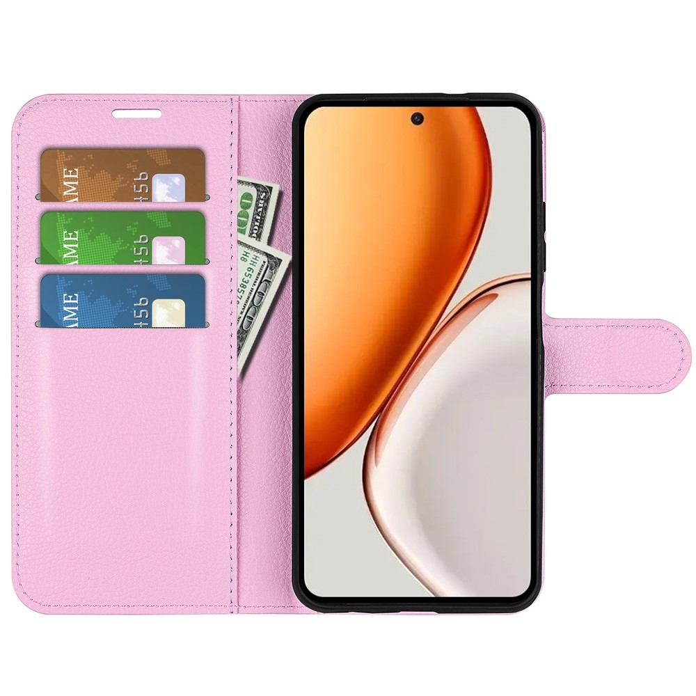 Litchi knižkové puzdro na Honor Magic 8 Lite 5G - ružové