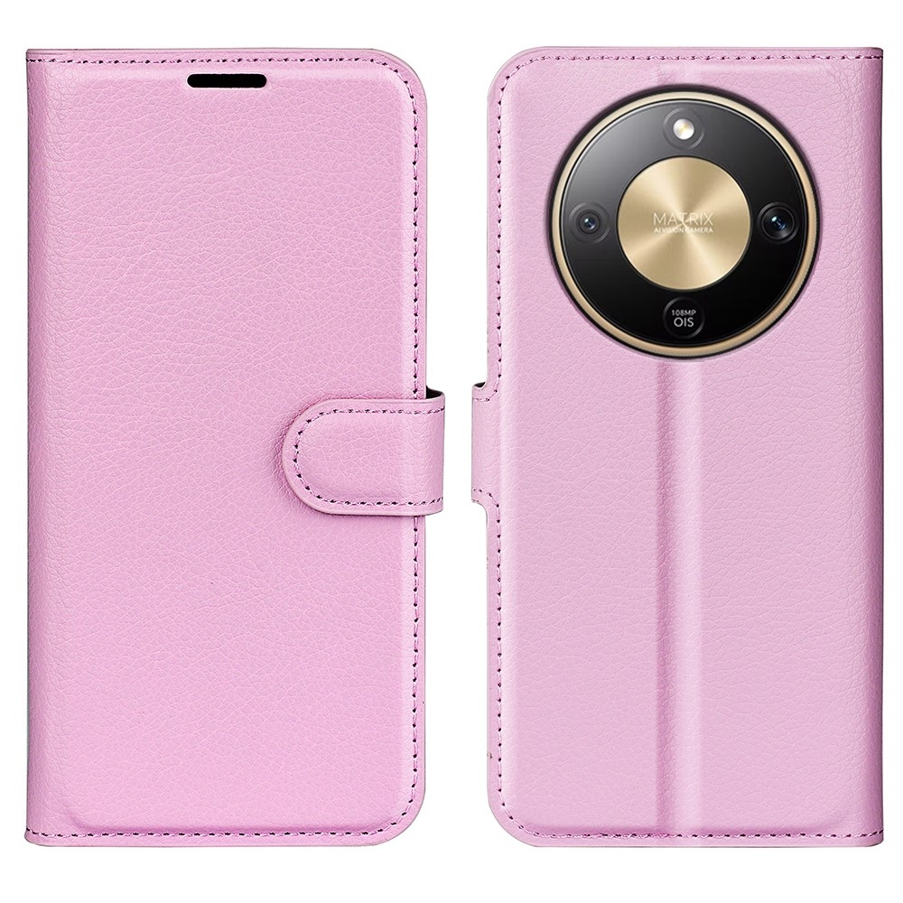 Litchi knižkové puzdro na Honor Magic 8 Lite 5G - ružové