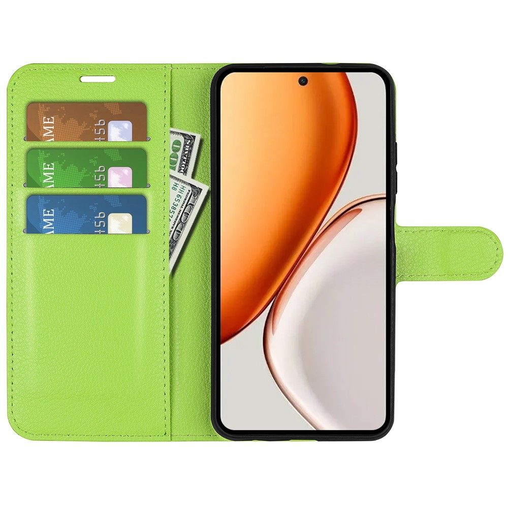 Litchi knižkové puzdro na Honor Magic 8 Lite 5G - zelené