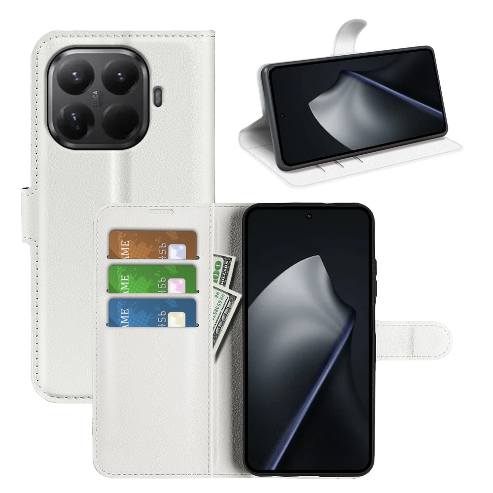 Litchi knižkové púzdro na mobil Xiaomi 17T - biele