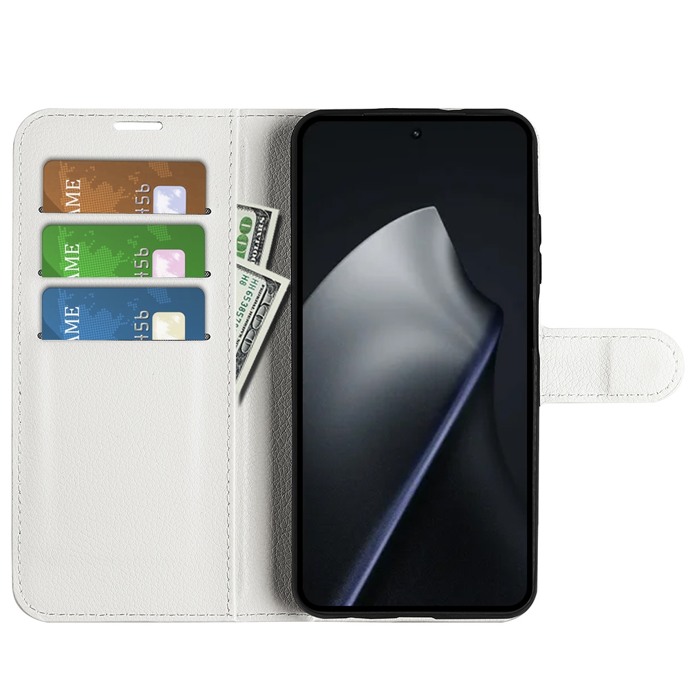 Litchi knižkové púzdro na mobil Xiaomi 17T - biele