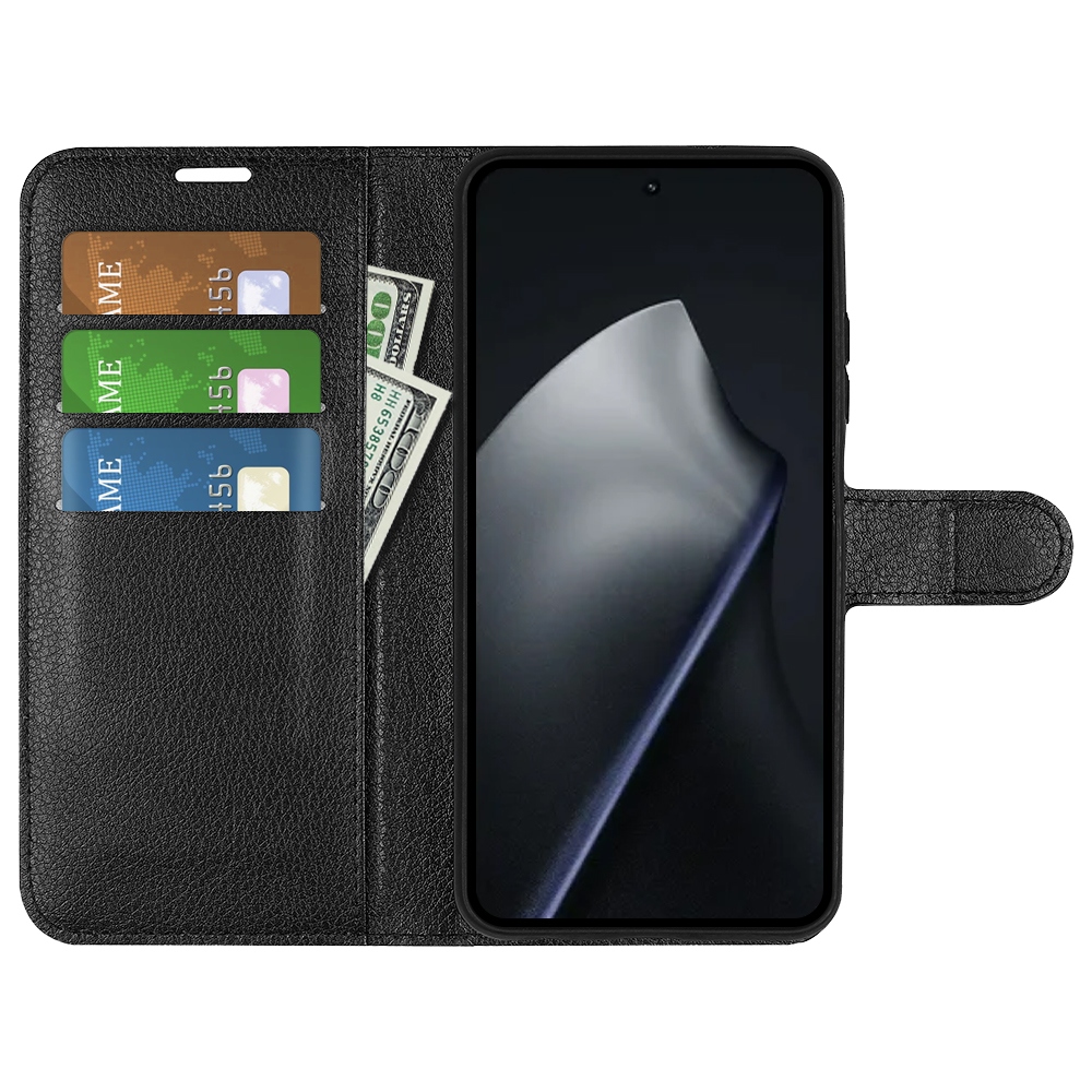 Litchi knižkové púzdro na mobil Xiaomi 17T - čierne
