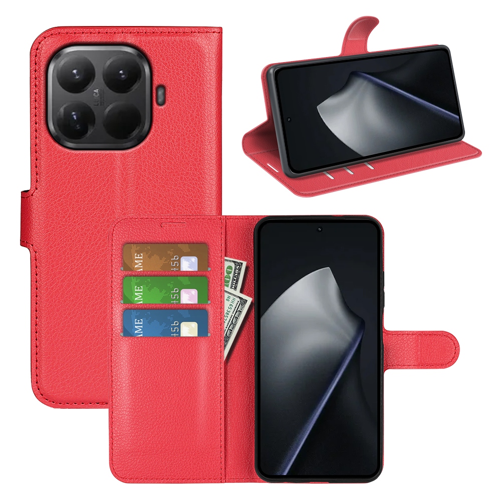 Litchi knižkové púzdro na mobil Xiaomi 17T - červené