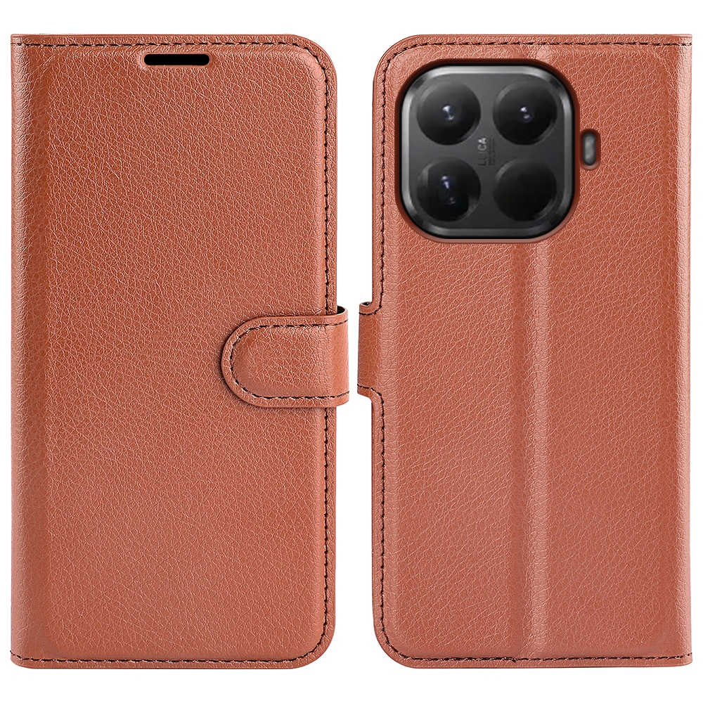 Litchi knižkové púzdro na mobil Xiaomi 17T - hnedé