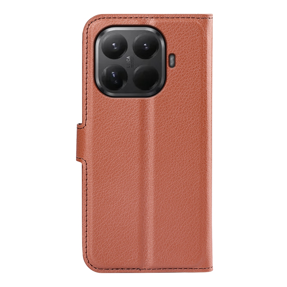 Litchi knižkové púzdro na mobil Xiaomi 17T - hnedé