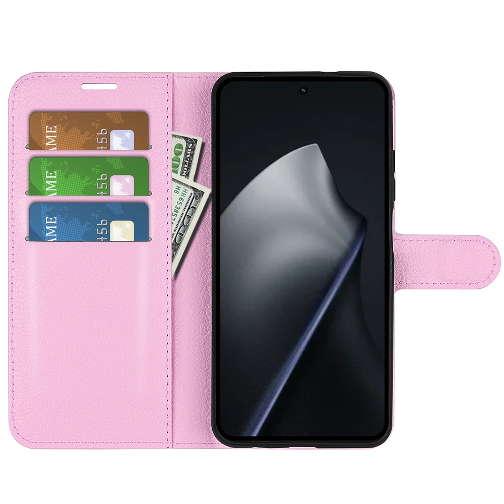 Litchi knižkové púzdro na mobil Xiaomi 17T - ružové