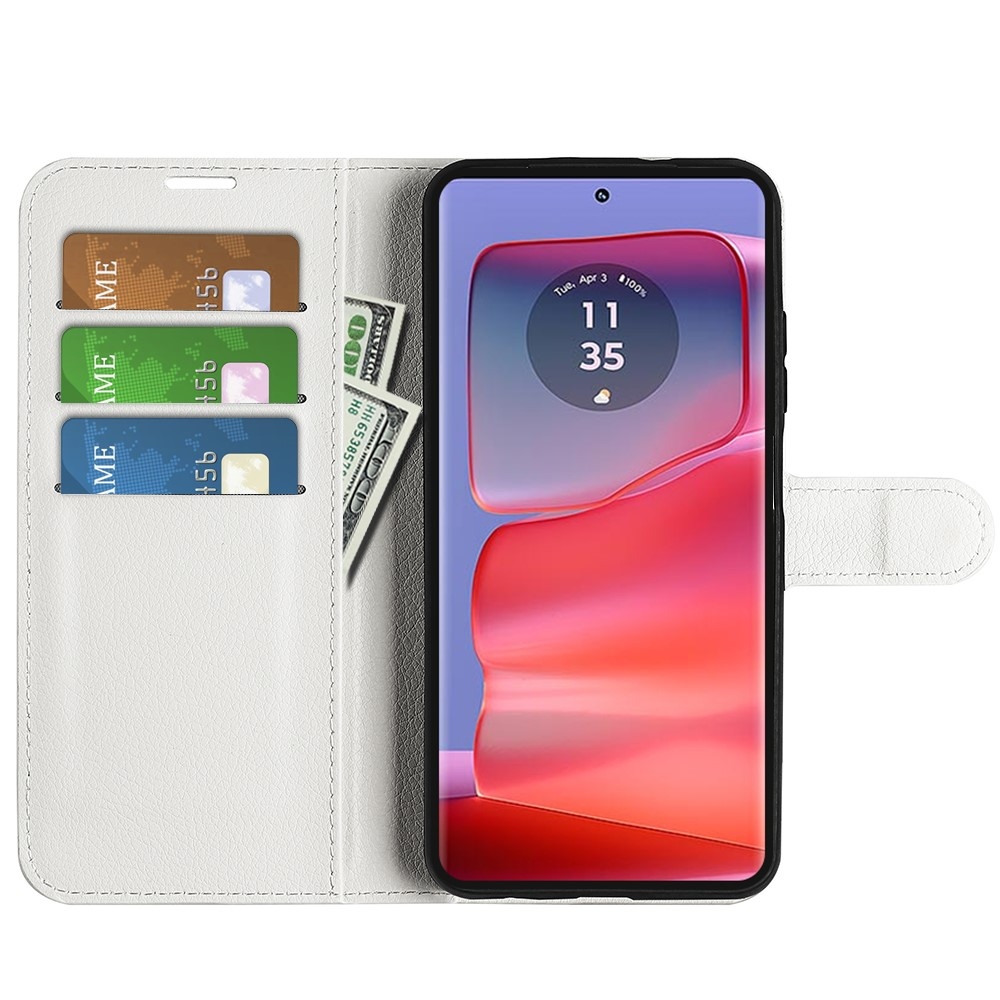 Litchi knižkové púzdro na Motorola Edge 50 Pro 5G - biele