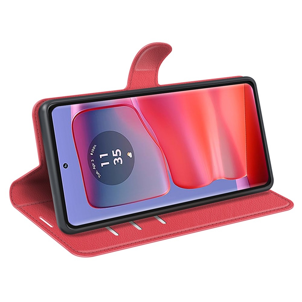 Litchi knižkové púzdro na Motorola Edge 50 Pro 5G - červené