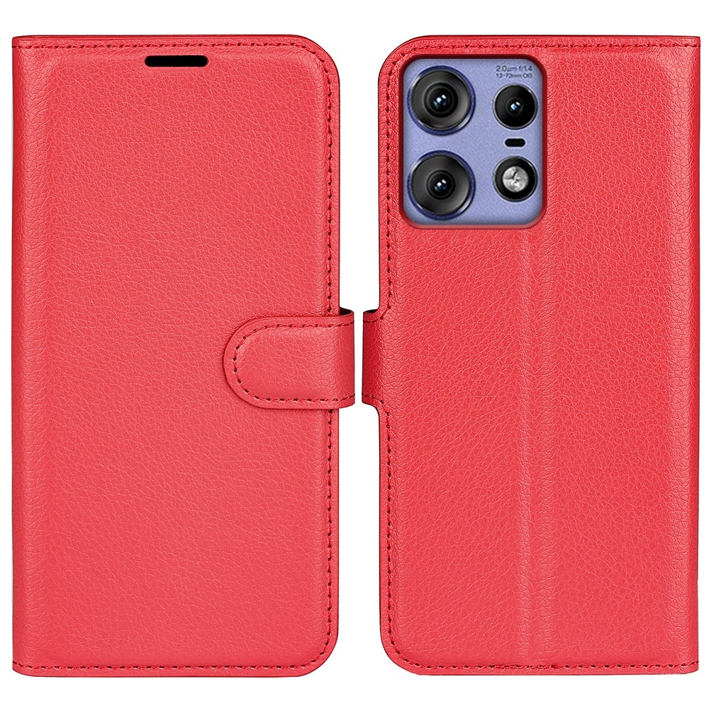 Litchi knižkové púzdro na Motorola Edge 50 Pro 5G - červené