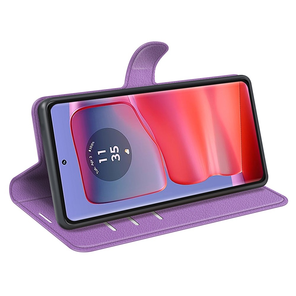 Litchi knižkové púzdro na Motorola Edge 50 Pro 5G - fialové