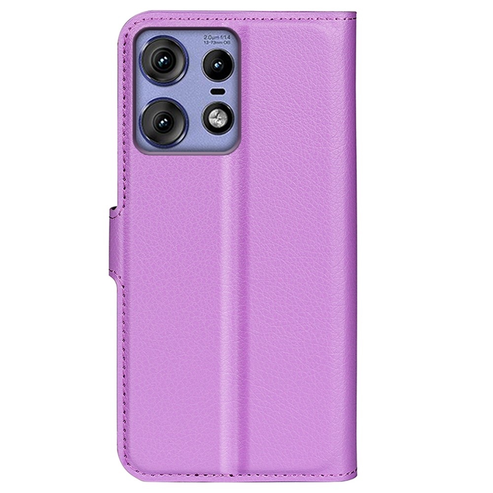 Litchi knižkové púzdro na Motorola Edge 50 Pro 5G - fialové
