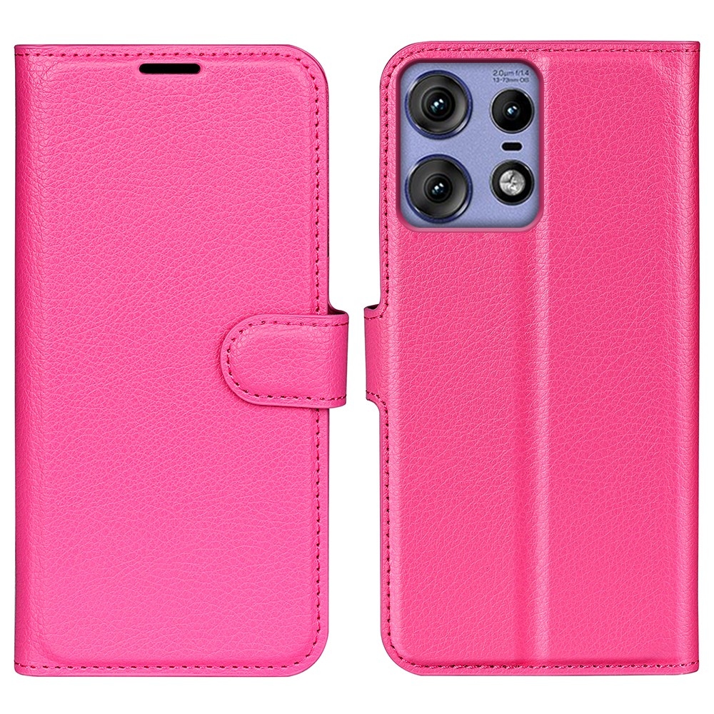 Litchi knižkové púzdro na Motorola Edge 50 Pro 5G - rose