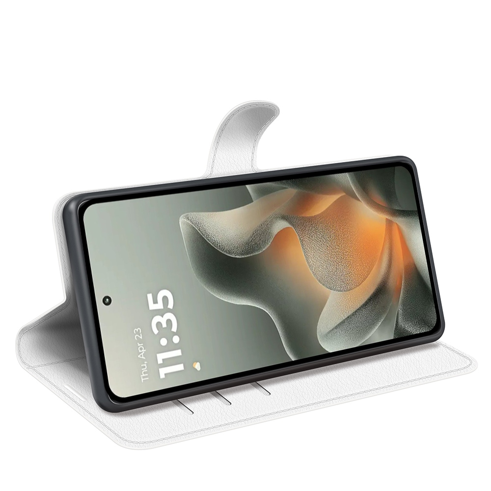 Litchi knižkové púzdro na Motorola Edge 70 5G - biele