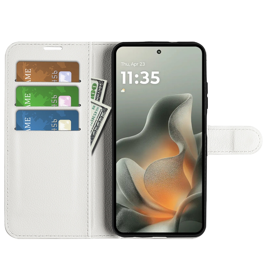 Litchi knižkové púzdro na Motorola Edge 70 5G - biele
