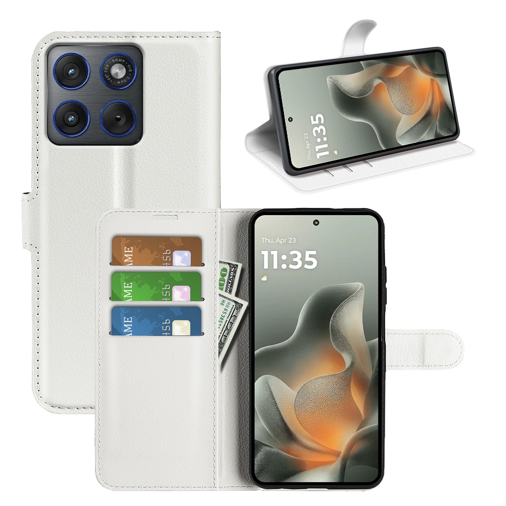 Litchi knižkové púzdro na Motorola Edge 70 5G - biele