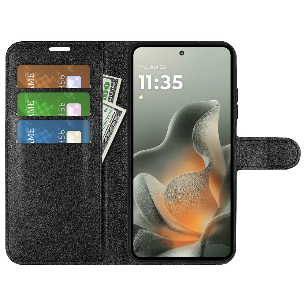 Litchi knižkové púzdro na Motorola Edge 70 5G - čierne