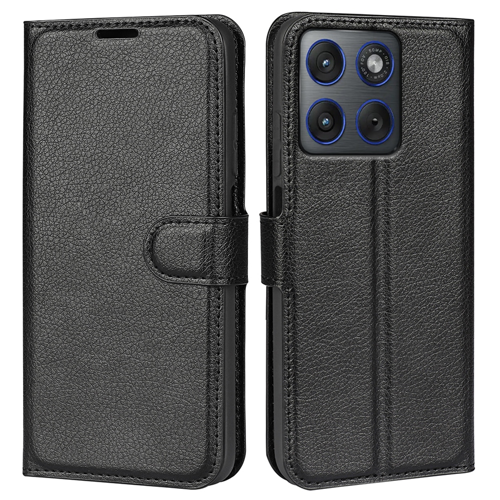 Litchi knižkové púzdro na Motorola Edge 70 5G - čierne