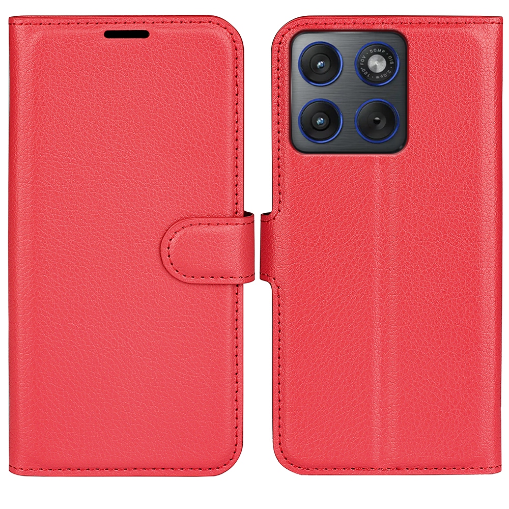 Litchi knižkové púzdro na Motorola Edge 70 5G - červené
