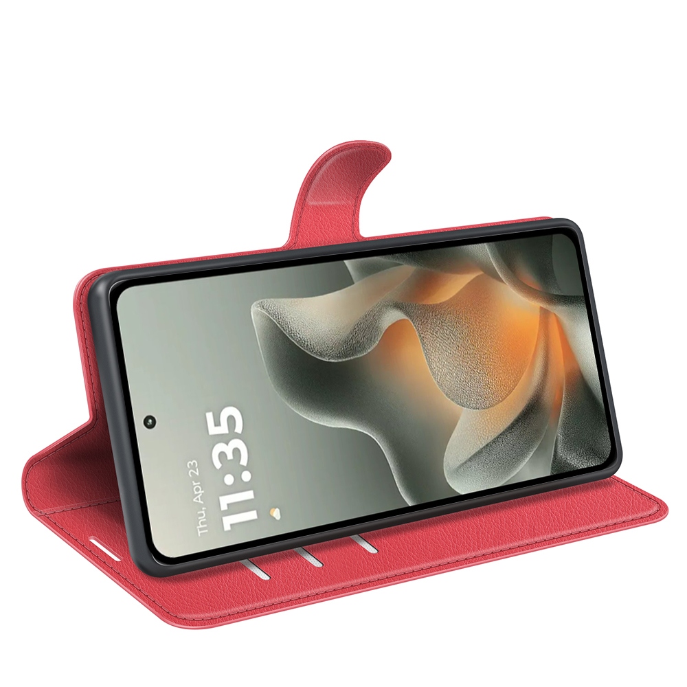Litchi knižkové púzdro na Motorola Edge 70 5G - červené