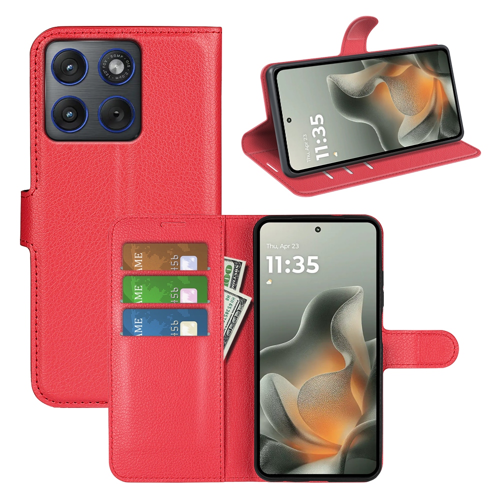 Litchi knižkové púzdro na Motorola Edge 70 5G - červené